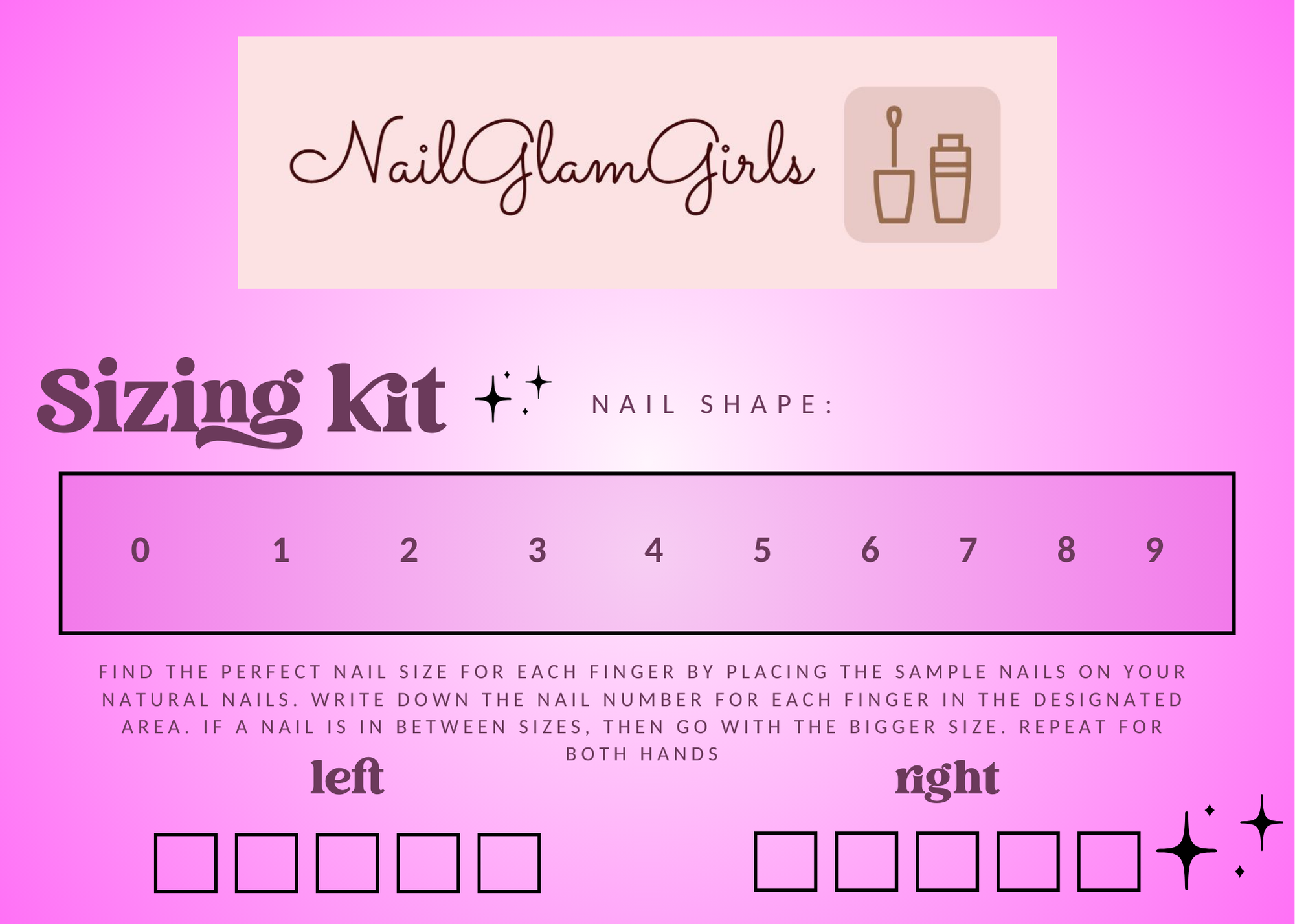 Custom Sizing Kit & Instructions